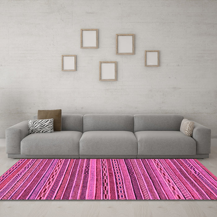 Machine Washable Oriental Pink Modern Rug in a Living Room, wshabs2315pnk