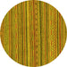 Round Machine Washable Oriental Yellow Modern Rug, wshabs2315yw