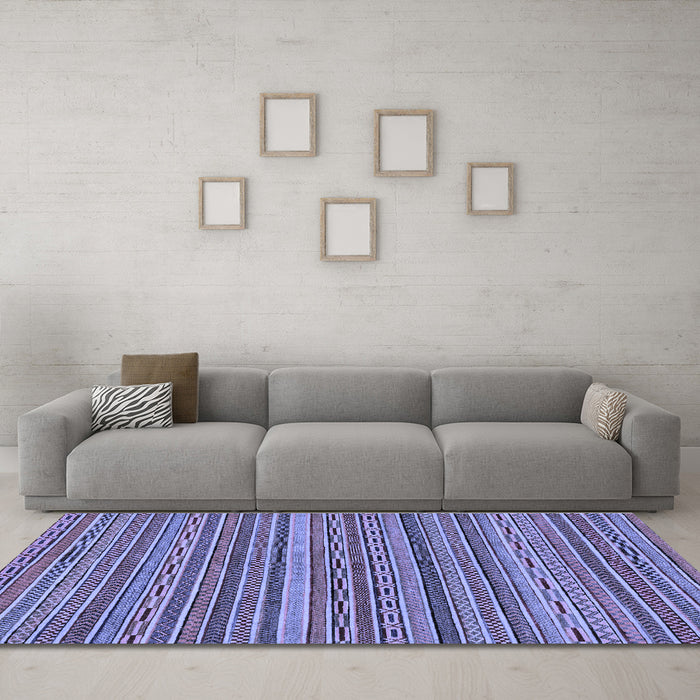 Machine Washable Oriental Blue Modern Rug in a Living Room, wshabs2315blu