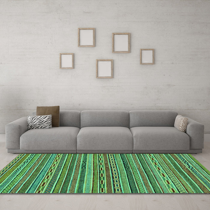 Machine Washable Oriental Turquoise Modern Area Rugs in a Living Room,, wshabs2315turq