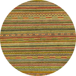 Round Abstract Gold Oriental Rug, abs2315