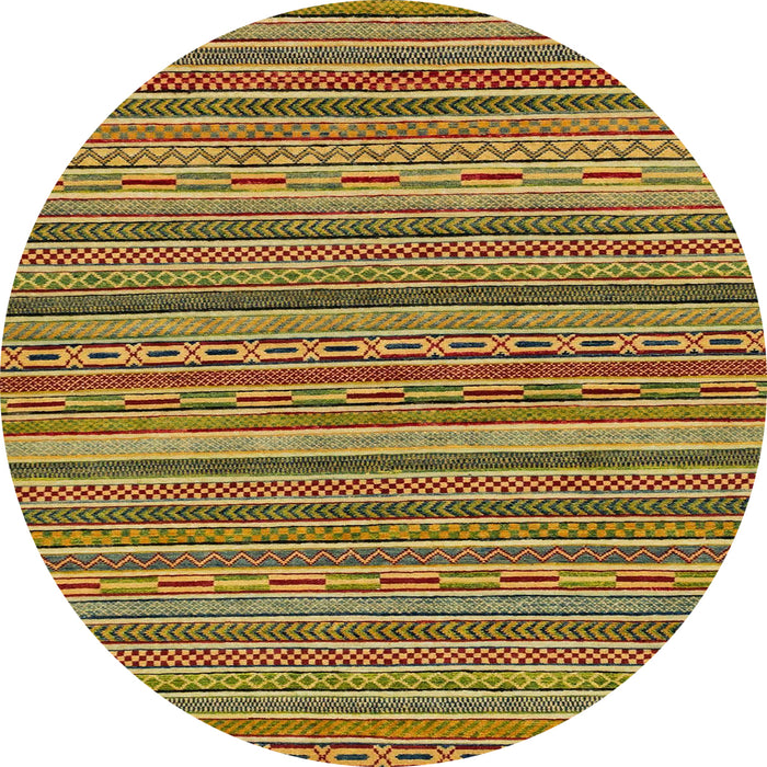 Round Machine Washable Abstract Gold Rug, wshabs2315