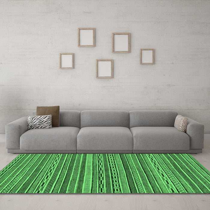 Machine Washable Oriental Emerald Green Modern Area Rugs in a Living Room,, wshabs2315emgrn