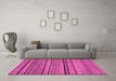 Machine Washable Oriental Pink Modern Rug in a Living Room, wshabs2316pnk