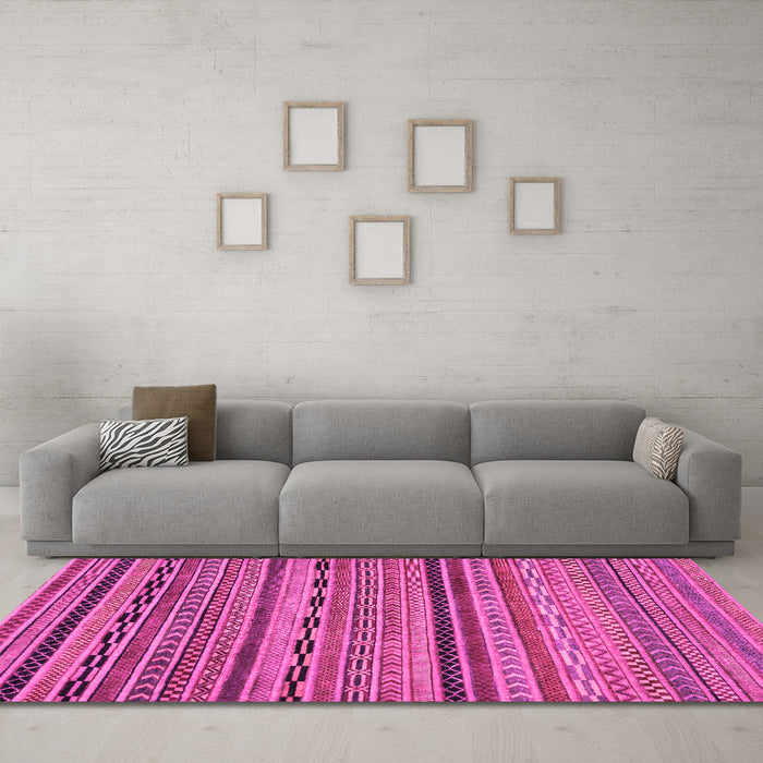 Machine Washable Oriental Pink Modern Rug in a Living Room, wshabs2316pnk