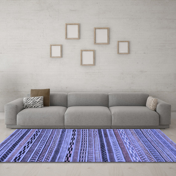 Machine Washable Oriental Blue Modern Rug in a Living Room, wshabs2316blu