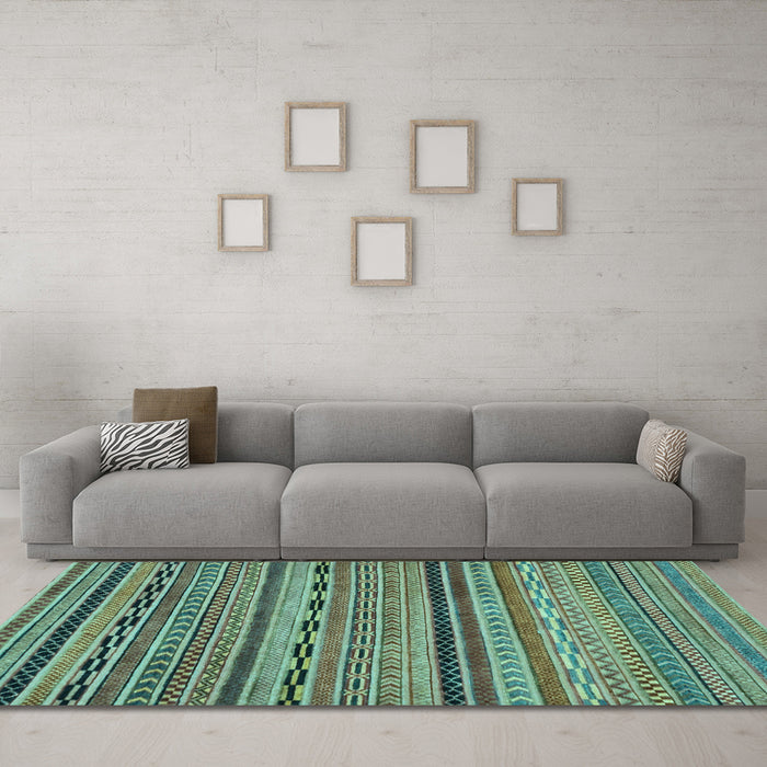 Machine Washable Oriental Light Blue Modern Rug in a Living Room, wshabs2316lblu