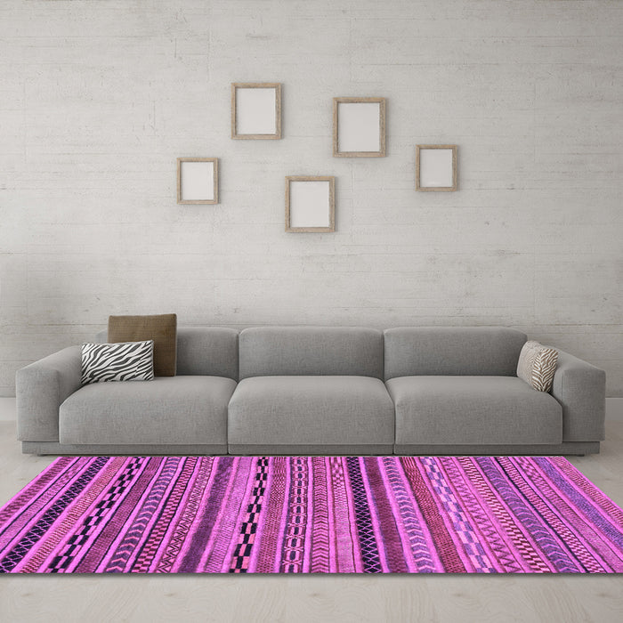 Machine Washable Oriental Purple Modern Area Rugs in a Living Room, wshabs2316pur