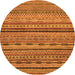 Round Machine Washable Oriental Orange Modern Area Rugs, wshabs2316org