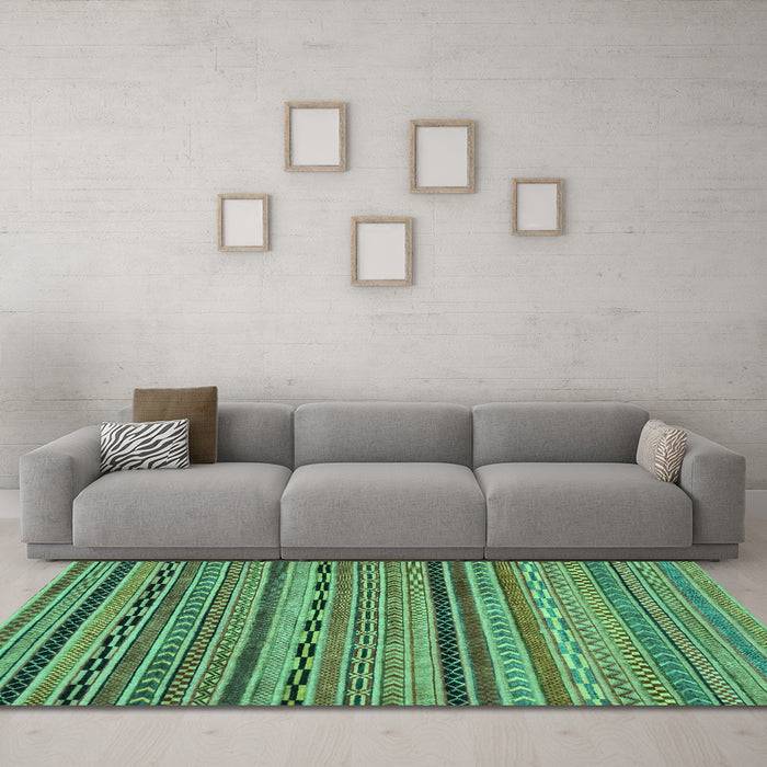 Machine Washable Oriental Turquoise Modern Area Rugs in a Living Room,, wshabs2316turq