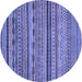 Round Machine Washable Oriental Blue Modern Rug, wshabs2316blu