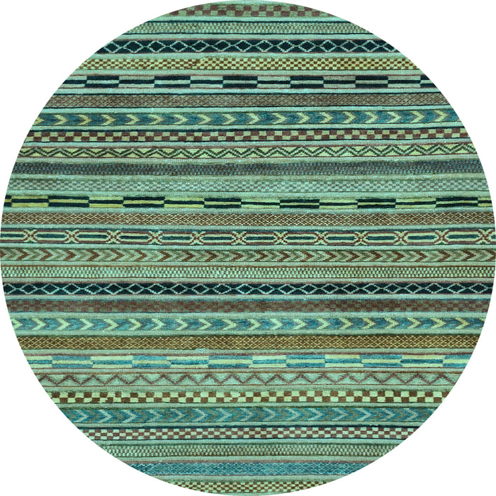 Round Machine Washable Oriental Light Blue Modern Rug, wshabs2316lblu