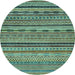 Round Machine Washable Oriental Light Blue Modern Rug, wshabs2316lblu