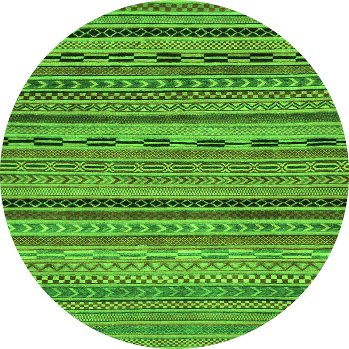 Round Machine Washable Oriental Green Modern Area Rugs, wshabs2316grn