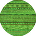 Round Machine Washable Oriental Green Modern Area Rugs, wshabs2316grn