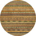 Round Abstract Gold Oriental Rug, abs2316