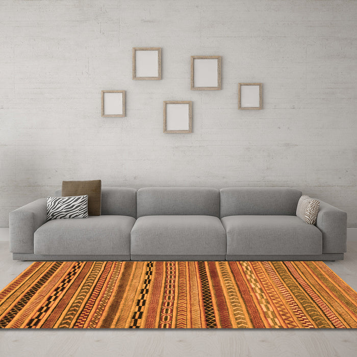 Machine Washable Oriental Orange Modern Area Rugs in a Living Room, wshabs2316org