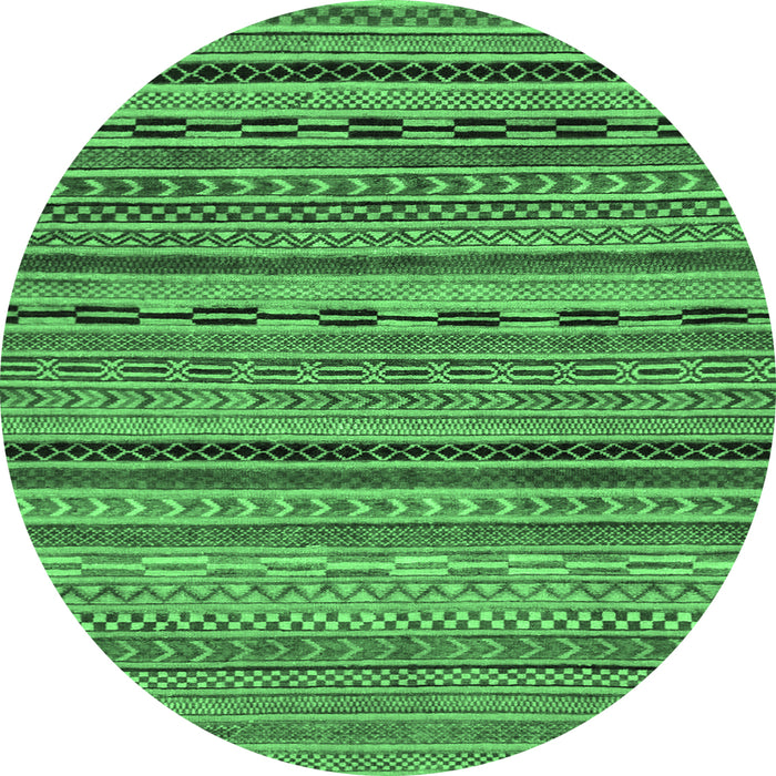 Round Machine Washable Oriental Emerald Green Modern Area Rugs, wshabs2316emgrn