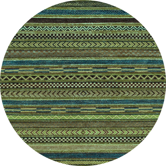 Round Machine Washable Oriental Light Blue Modern Rug, wshabs2317lblu