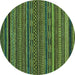 Round Oriental Turquoise Modern Rug, abs2317turq