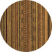 Round Machine Washable Oriental Brown Modern Rug, wshabs2317brn