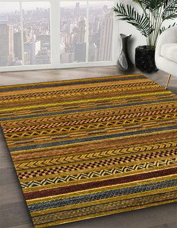 Abstract Red Brown Oriental Rug in Family Room, abs2317