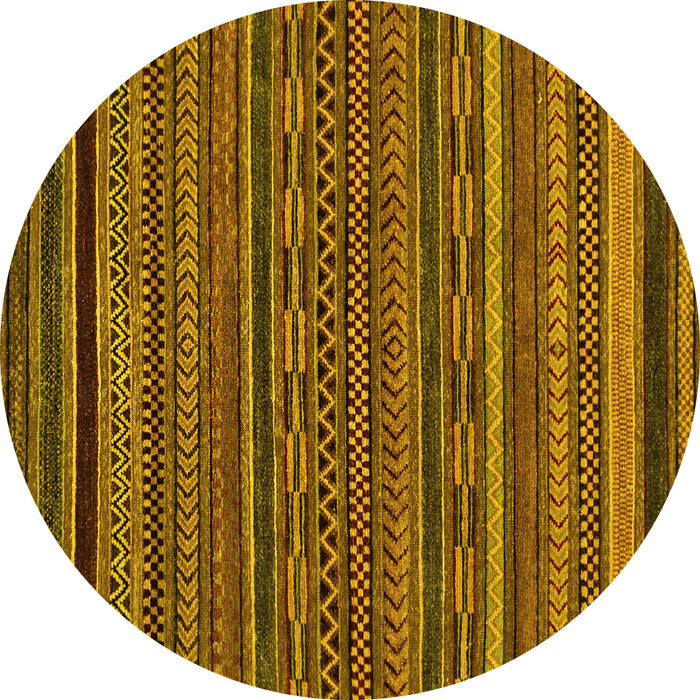 Round Machine Washable Oriental Yellow Modern Rug, wshabs2317yw