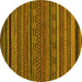 Round Machine Washable Oriental Yellow Modern Rug, wshabs2317yw