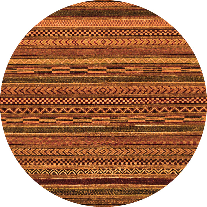 Round Machine Washable Oriental Orange Modern Area Rugs, wshabs2317org