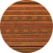 Round Machine Washable Oriental Orange Modern Area Rugs, wshabs2317org