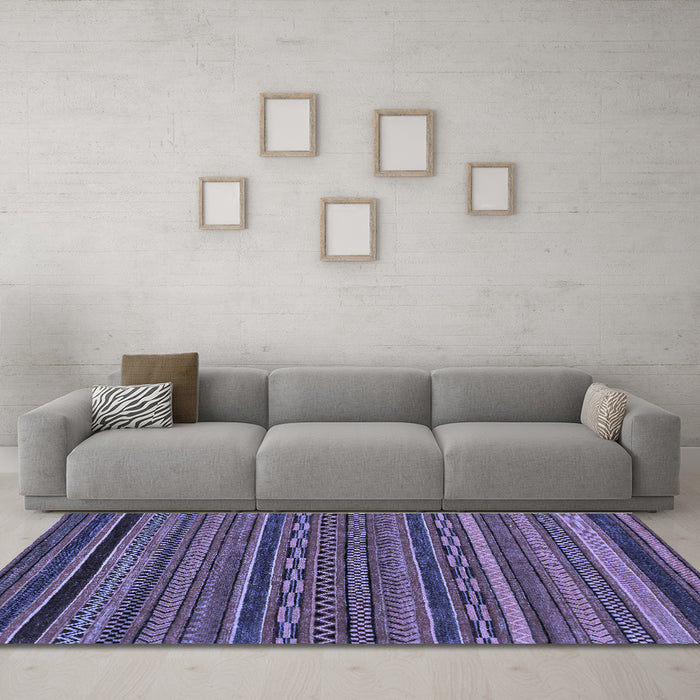 Machine Washable Oriental Blue Modern Rug in a Living Room, wshabs2317blu