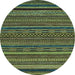 Round Oriental Light Blue Modern Rug, abs2317lblu