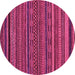 Round Oriental Pink Modern Rug, abs2317pnk