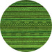 Round Machine Washable Oriental Green Modern Area Rugs, wshabs2317grn