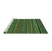 Sideview of Machine Washable Oriental Turquoise Modern Area Rugs, wshabs2317turq