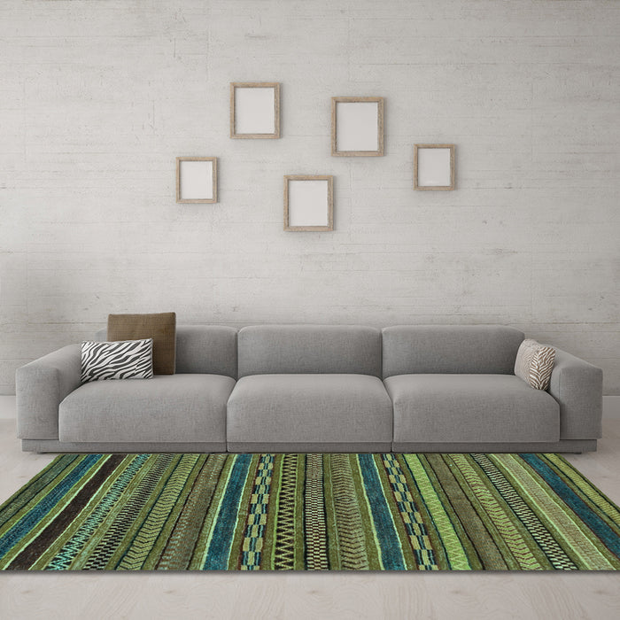 Machine Washable Oriental Light Blue Modern Rug in a Living Room, wshabs2317lblu