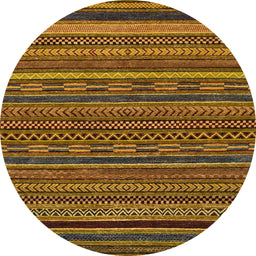 Round Abstract Red Brown Oriental Rug, abs2317