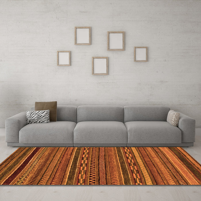 Machine Washable Oriental Orange Modern Area Rugs in a Living Room, wshabs2317org