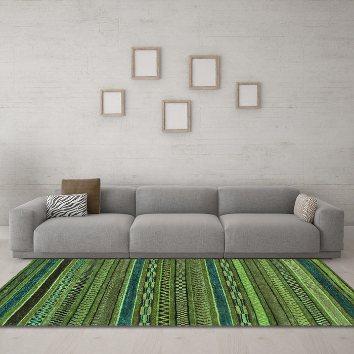 Machine Washable Oriental Turquoise Modern Area Rugs in a Living Room,, wshabs2317turq