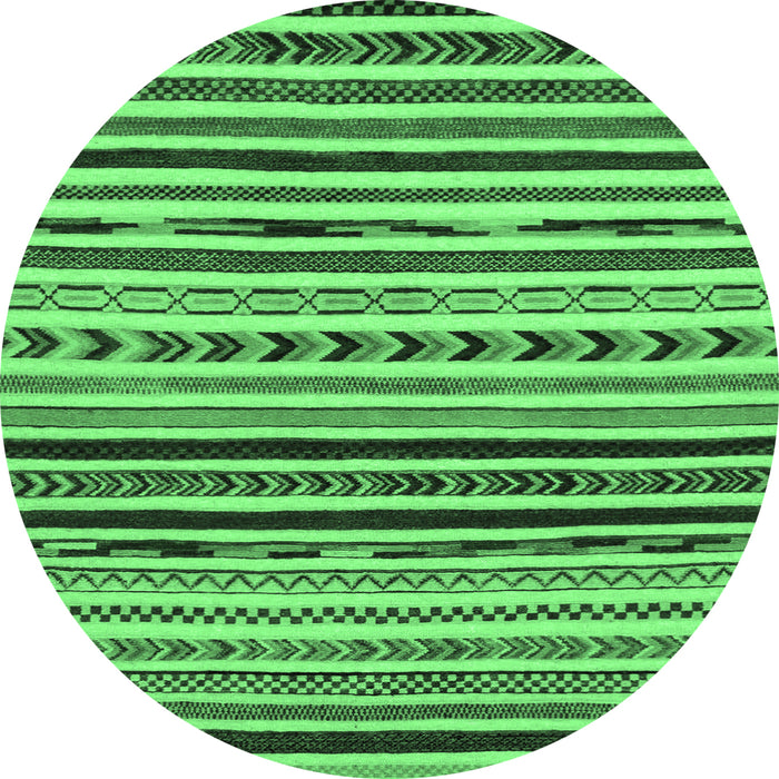 Round Machine Washable Oriental Emerald Green Modern Area Rugs, wshabs2318emgrn