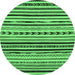 Round Machine Washable Oriental Emerald Green Modern Area Rugs, wshabs2318emgrn