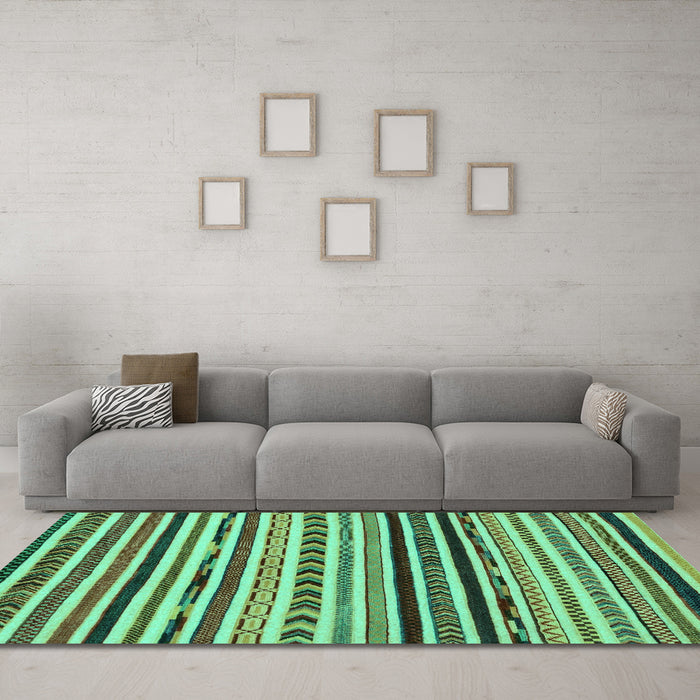 Machine Washable Oriental Turquoise Modern Area Rugs in a Living Room,, wshabs2318turq