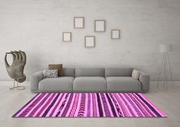 Machine Washable Oriental Purple Modern Area Rugs in a Living Room, wshabs2318pur