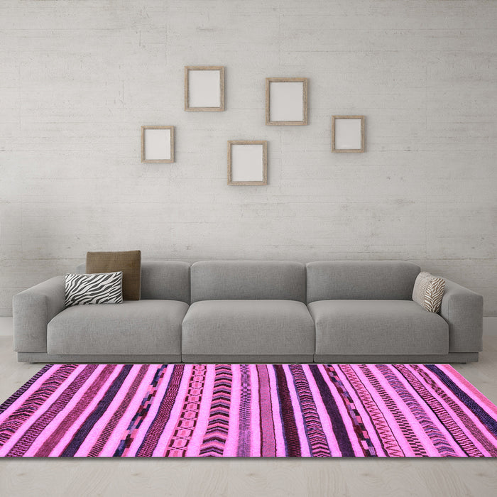 Machine Washable Oriental Purple Modern Area Rugs in a Living Room, wshabs2318pur