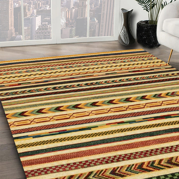 Machine Washable Abstract Orange Rug in a Family Room, wshabs2318