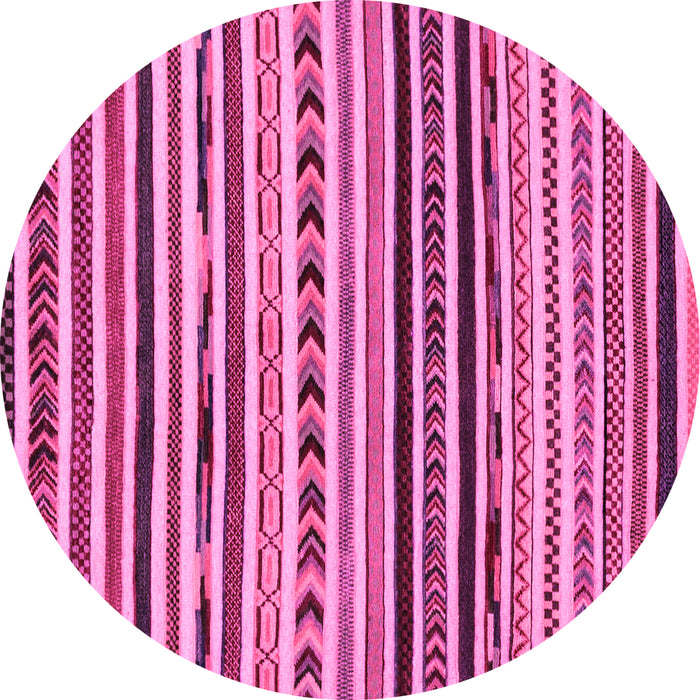 Round Machine Washable Oriental Pink Modern Rug, wshabs2318pnk