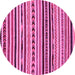 Round Machine Washable Oriental Pink Modern Rug, wshabs2318pnk