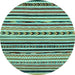 Round Oriental Light Blue Modern Rug, abs2318lblu