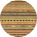 Round Abstract Orange Oriental Rug, abs2318