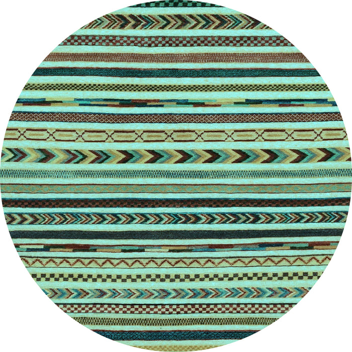 Round Machine Washable Oriental Light Blue Modern Rug, wshabs2318lblu